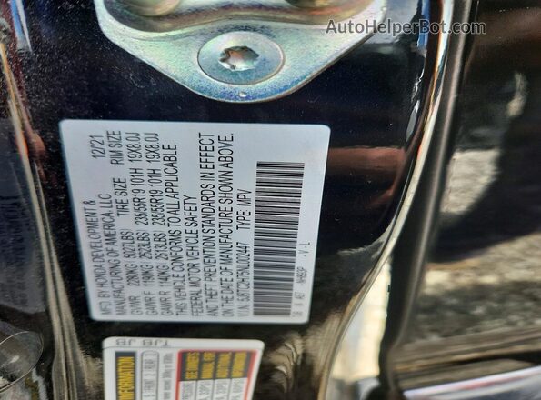 5J8TC2H75NL002447 2022 ACURA RDX Черный Вид наклейки с VIN-кодом