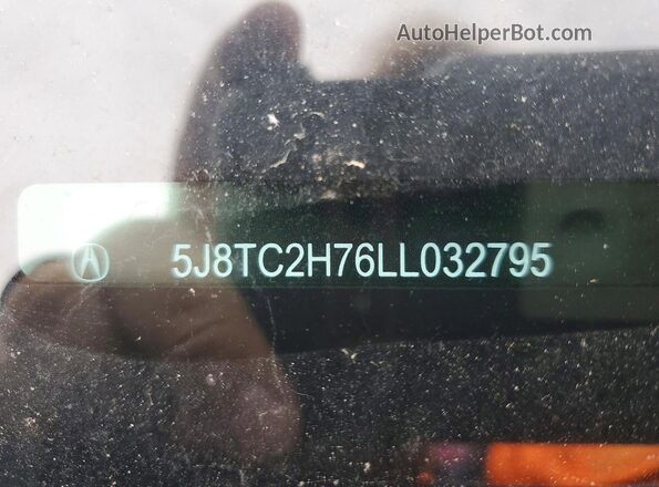 5J8TC2H76LL032795 2020 ACURA RDX Gray VIN կոդի պիտակի տեսք