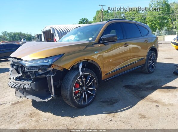 5J8YD8H83NL005166 2022 ACURA MDX Gold Առջևի ձախ երեք քառորդ տեսարան