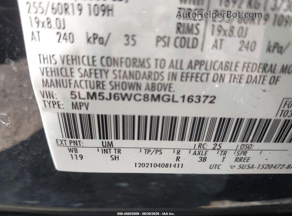 5LM5J6WC8MGL16372 2021 LINCOLN AVIATOR Black Engine compartment view