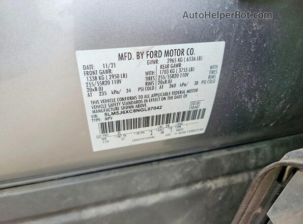 5LM5J6XC8NGL07042 2022 LINCOLN AVIATOR Silver 