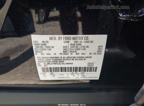 5LM5J7WC2LGL34242 2020 LINCOLN AVIATOR Black Engine compartment view