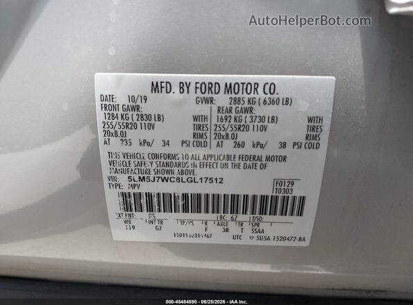 5LM5J7WC8LGL17512 2020 LINCOLN AVIATOR Champagne Engine compartment view