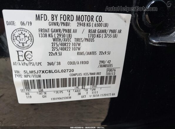 5LM5J7XC8LGL02720 2020 LINCOLN AVIATOR Black Engine compartment view
