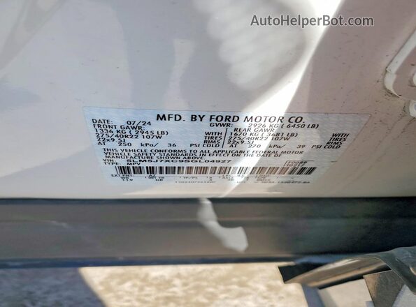 5LM5J7XC9SGL04927 2025 LINCOLN AVIATOR White VIN sticker view