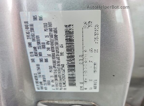 5LMCJ1C92KUL27143 2019 LINCOLN MKC Silver Вид підкапотного простору