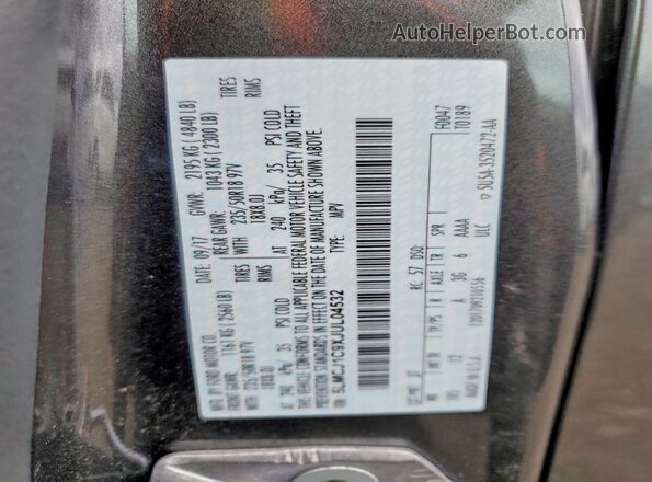 5LMCJ1C9XJUL04532 2018 LINCOLN MKC Gray 360 interior view