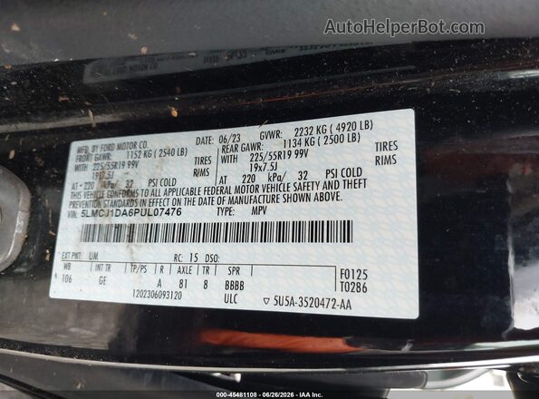 5LMCJ1DA6PUL07476 2023 LINCOLN CORSAIR Black Engine compartment view