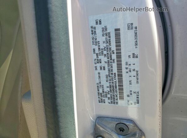 5LMCJ2C96HUL17066 2017 LINCOLN MKC White VIN sticker view