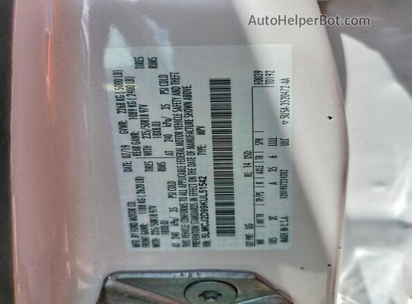 5LMCJ2D99KUL51542 2019 LINCOLN MKC White ძრავის განყოფილების ხედი