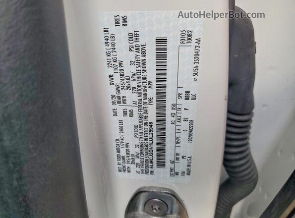 5LMCJ2DH1LUL25946 2020 LINCOLN CORSAIR Белый Вид подкапотного пространства