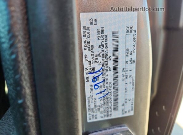 5LMCJ3C91GUJ11206 2016 LINCOLN MKC Серый Вид наклейки с VIN-кодом