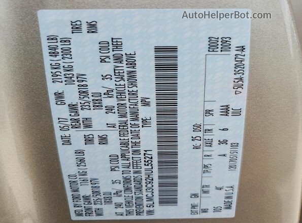 5LMCJ3C92HUL55271 2017 LINCOLN MKC Cream 