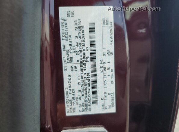 5LMCJ3C97HUL46758 2017 LINCOLN MKC Burgundy 
