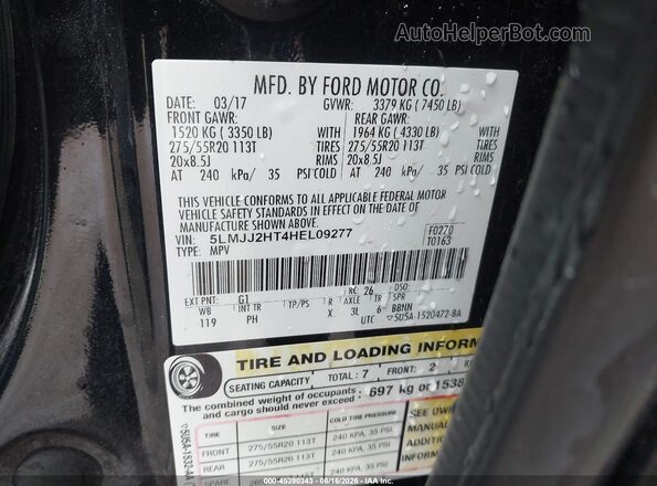 5LMJJ2HT4HEL09277 2017 LINCOLN NAVIGATOR Black Widok komory silnika