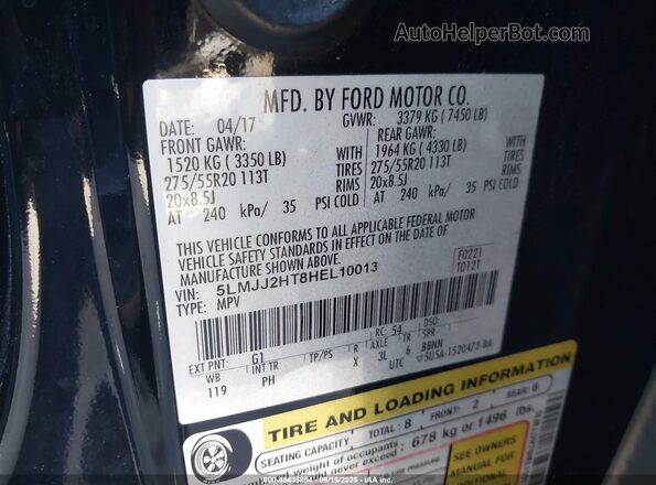 5LMJJ2HT8HEL10013 2017 LINCOLN NAVIGATOR Black Engine compartment view