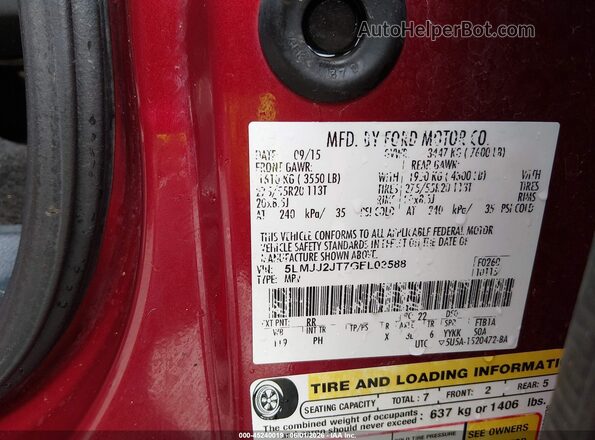 5LMJJ2JT7GEL02588 2016 LINCOLN NAVIGATOR Red Engine compartment view