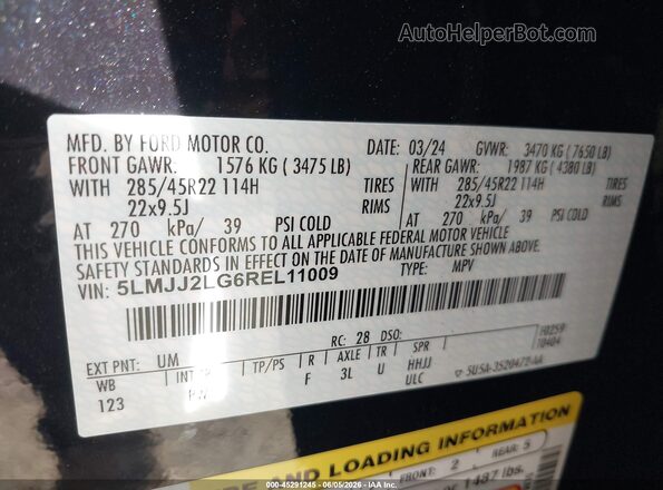5LMJJ2LG6REL11009 2024 LINCOLN NAVIGATOR Black ძრავის განყოფილების ხედი