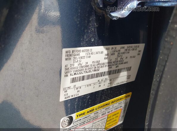 5LMJJ2LT3LEL15622 2020 LINCOLN NAVIGATOR Blue Շարժիչի բաժամունքի տեսք