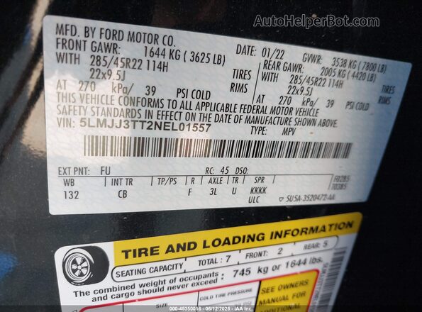 5LMJJ3TT2NEL01557 2022 LINCOLN NAVIGATOR Зеленый Вид подкапотного пространства