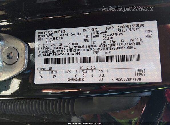 5LMTJ5DZ5SUL18166 2025 LINCOLN CORSAIR Black Widok komory silnika