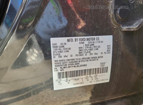 5LMYJ9YY4LGL25382 2020 LINCOLN AVIATOR Gray 