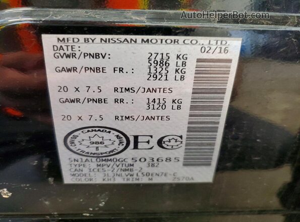 5N1AL0MM0GC503685 2016 INFINITI QX60 Black 