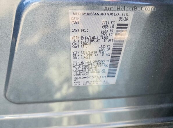 5N1AL0MM0GC526464 2016 INFINITI QX60 Silver Շարժիչի բաժամունքի տեսք
