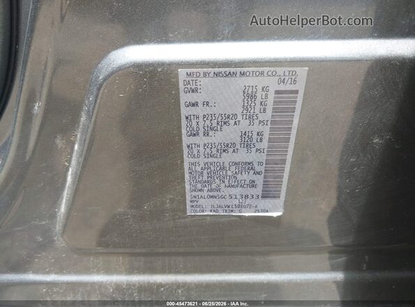 5N1AL0MN5GC513833 2016 INFINITI QX60 Gray Vista del compartimento del motor