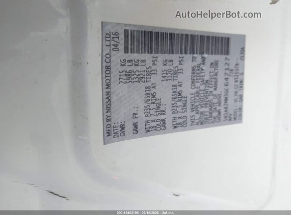 5N1AR2MM3GC647127 2016 NISSAN PATHFINDER White Вид підкапотного простору