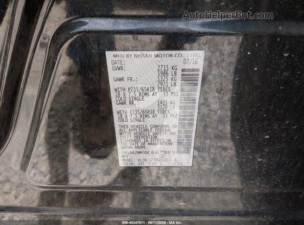 5N1AR2MM3GC667989 2016 NISSAN PATHFINDER Black Вид підкапотного простору