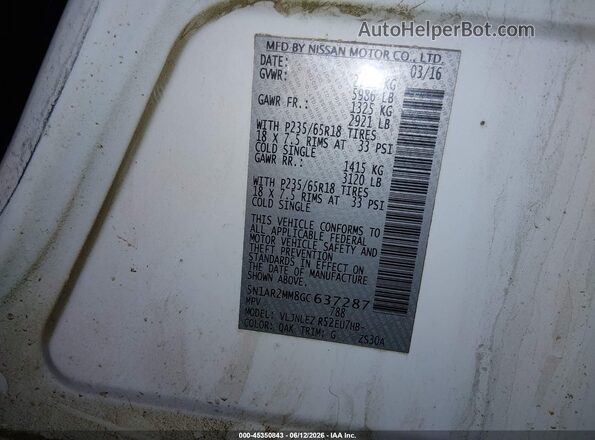 5N1AR2MM8GC637287 2016 NISSAN PATHFINDER White Widok komory silnika