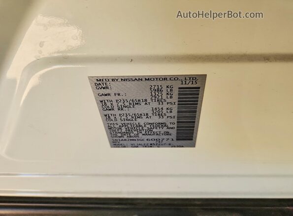 5N1AR2MN3GC600771 2016 NISSAN PATHFINDER Белый 