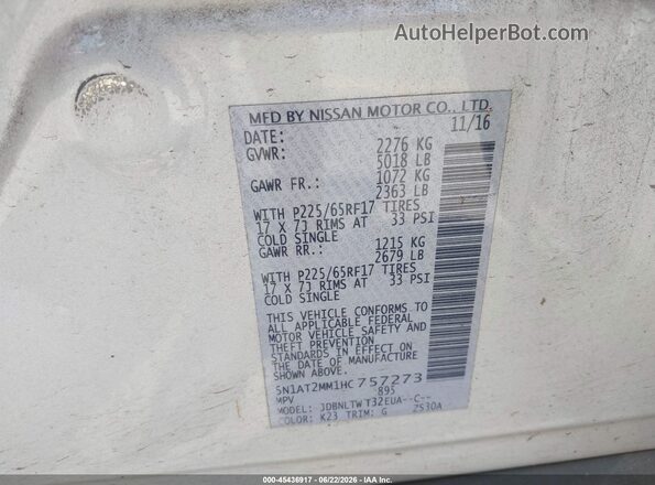 5N1AT2MM1HC757273 2017 NISSAN ROGUE Серебряный Вид подкапотного пространства
