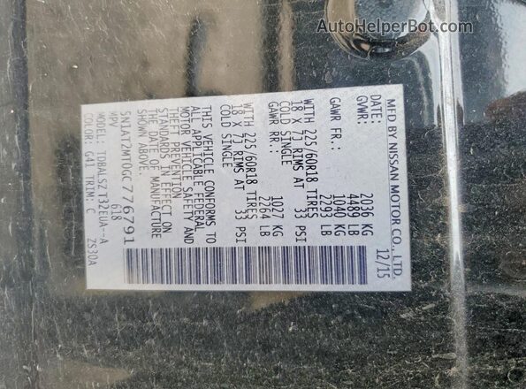 5N1AT2MT0GC776791 2016 NISSAN ROGUE Black VIN sticker view