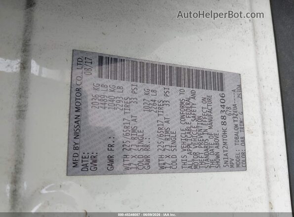 5N1AT2MT0HC883406 2017 NISSAN ROGUE White Widok komory silnika