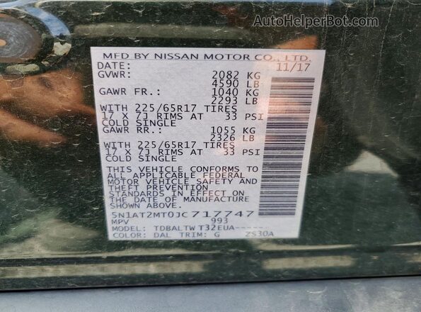 5N1AT2MT0JC717747 2018 NISSAN ROGUE Green 