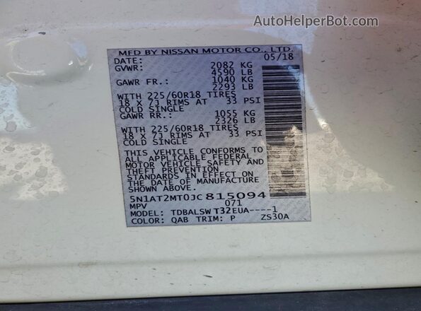 5N1AT2MT0JC815094 2018 NISSAN ROGUE White 
