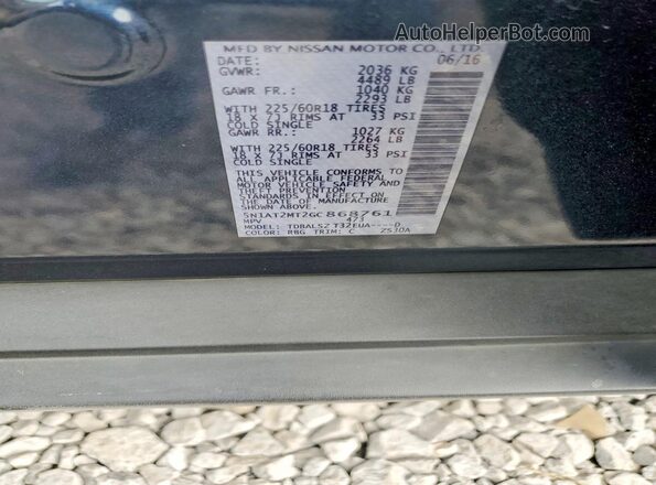 5N1AT2MT2GC868761 2016 NISSAN ROGUE Blue VIN კოდის სტიკერის ხედი