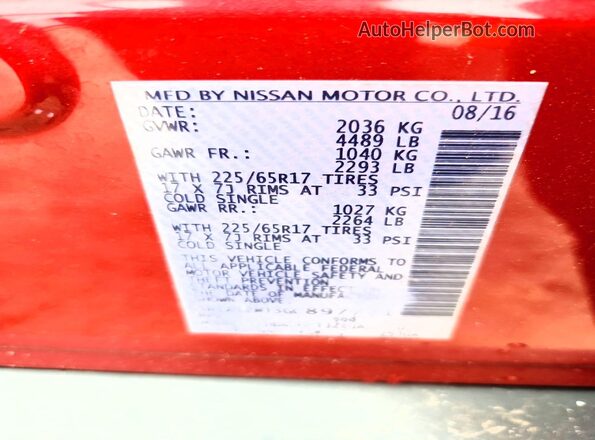 5N1AT2MT3GC897721 2016 NISSAN ROGUE Red 