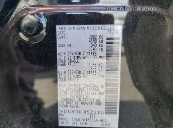 5N1AT2MT3JC852110 2018 NISSAN ROGUE Black 
