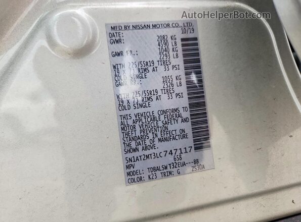 5N1AT2MT3LC747117 2020 NISSAN ROGUE Silver 
