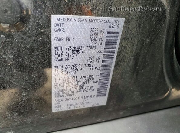 5N1AT2MT4GC859897 2016 NISSAN ROGUE Black 