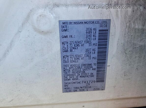 5N1AT2MT5HC741729 2017 NISSAN ROGUE White 