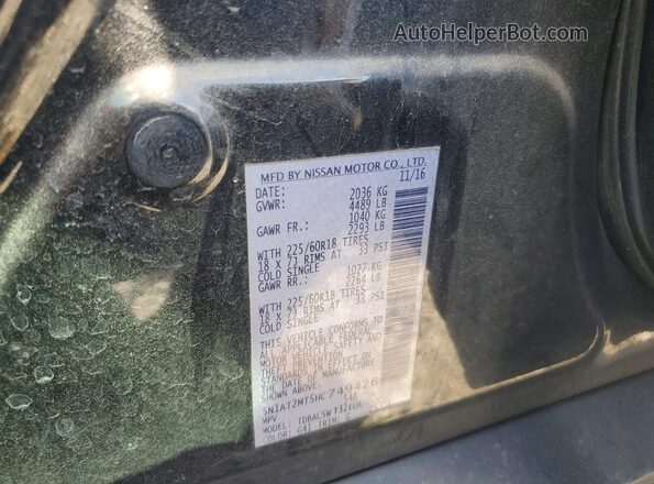 5N1AT2MT5HC749426 2017 NISSAN ROGUE Black Вид наклейки з VIN-кодом