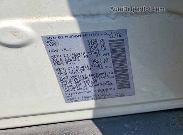5N1AT2MT6HC764677 2017 NISSAN ROGUE White 