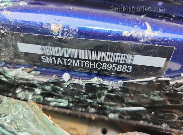 5N1AT2MT6HC895883 2017 NISSAN ROGUE Blue VIN sticker view