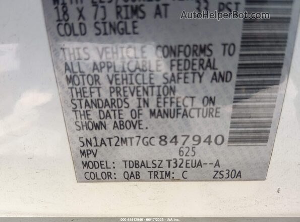 5N1AT2MT7GC847940 2016 NISSAN ROGUE Белый Вид подкапотного пространства