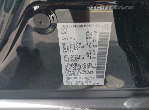 5N1AT2MT7HC739447 2017 NISSAN ROGUE Black 