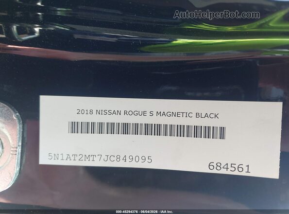 5N1AT2MT7JC849095 2018 NISSAN ROGUE Черный 